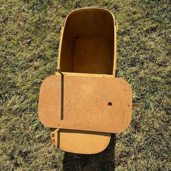 Vintage LARGE Gorgeous Brown Checkered Picnic Basket Straw Woven Wicker - Picture 10 of 12